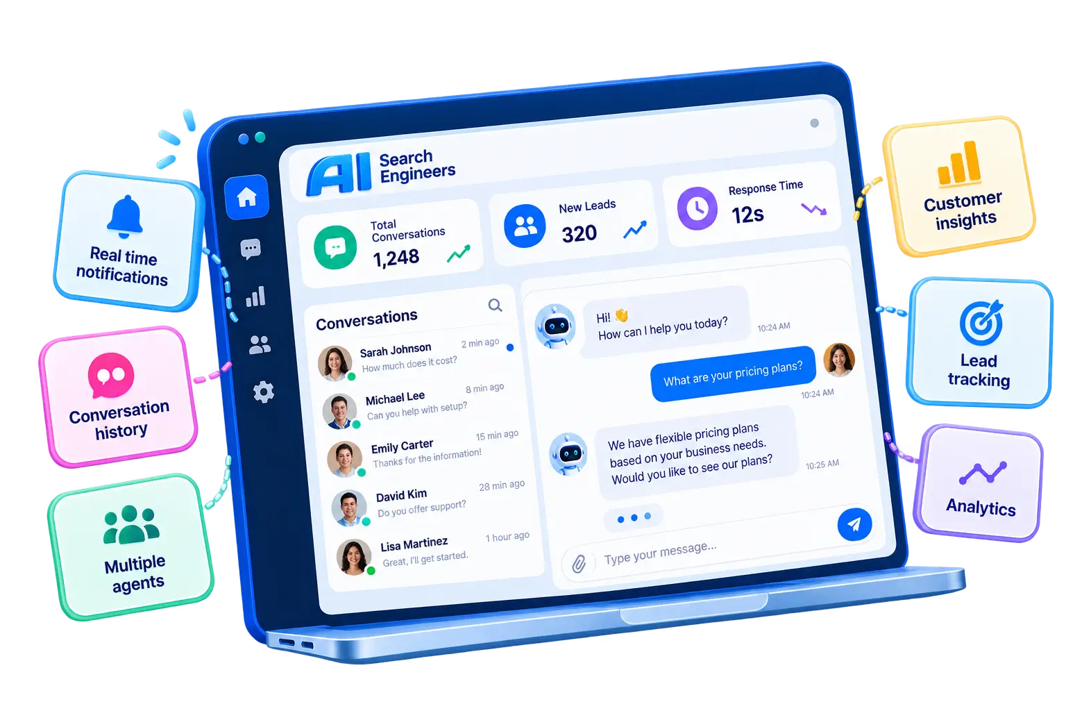 Manage every conversation from one dashboard