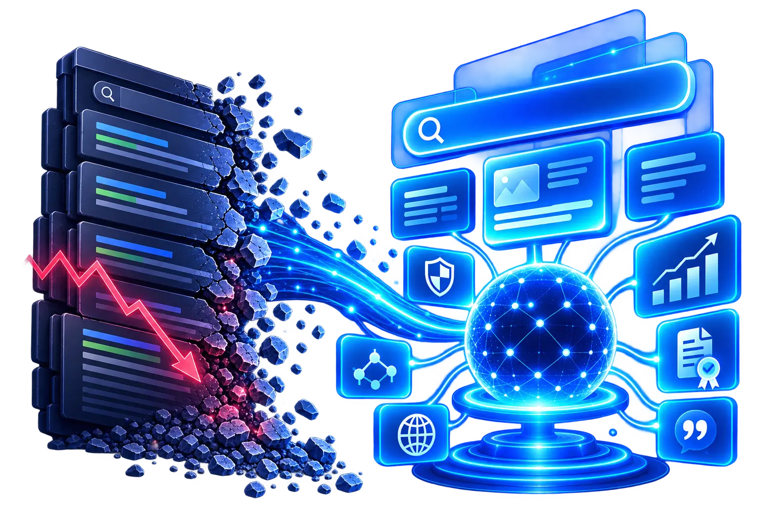 AI search visibility replacing traditional SEO with connected data, authority, and trusted sources