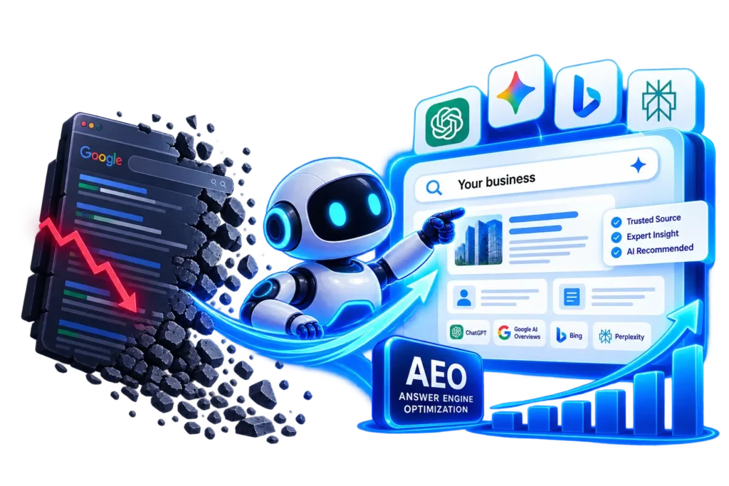 Traditional SEO declining as AI search and answer engine optimization improve business visibility